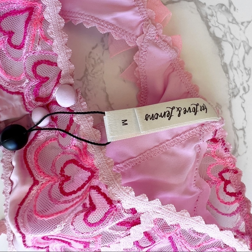 NWT For Love and Lemons Retro Heart Garter Belt Lingerie Pink Womens Size Medium - Picture 6 of 6
